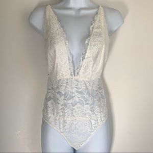 Dance & Marvel White Lace Cami Bodysuit